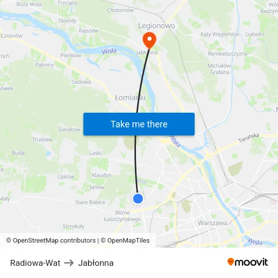 Radiowa - WAT to Jabłonna map
