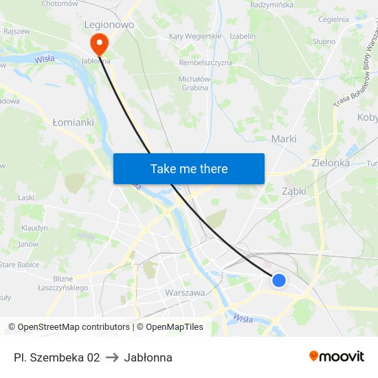 Pl. Szembeka to Jabłonna map