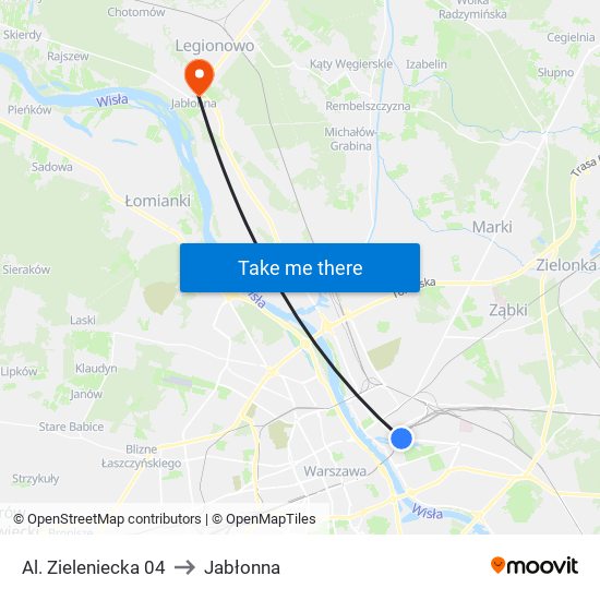 Al. Zieleniecka 04 to Jabłonna map