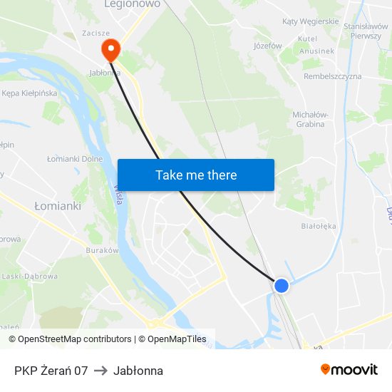 PKP Żerań to Jabłonna map