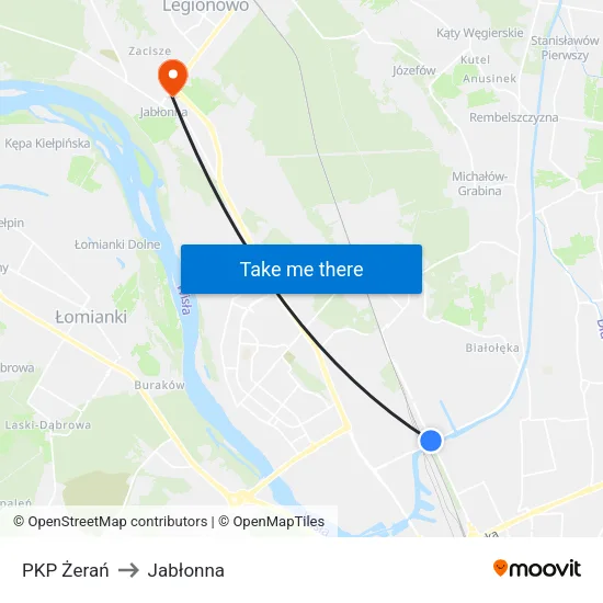 PKP Żerań to Jabłonna map