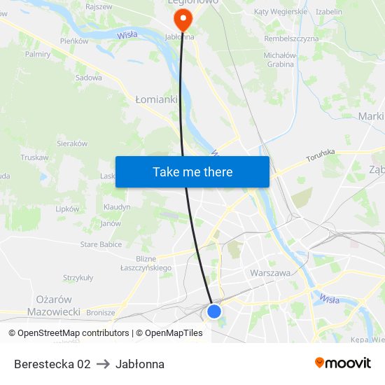 Berestecka to Jabłonna map