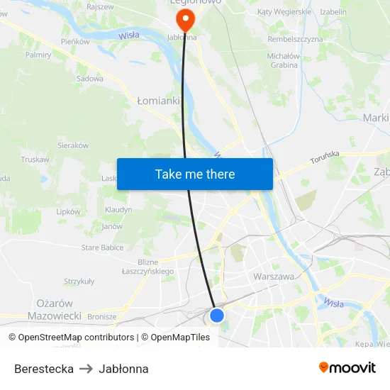 Berestecka to Jabłonna map