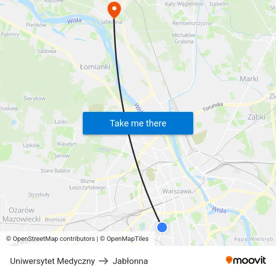 Uniwersytet Medyczny to Jabłonna map