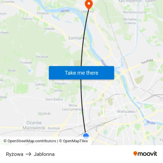 Ryżowa to Jabłonna map