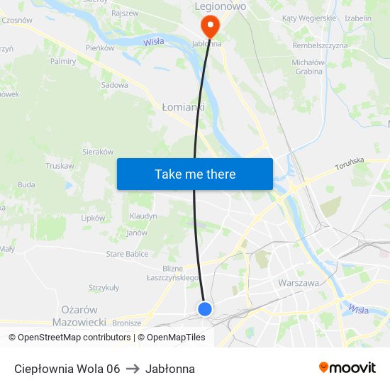 Ciepłownia Wola 06 to Jabłonna map