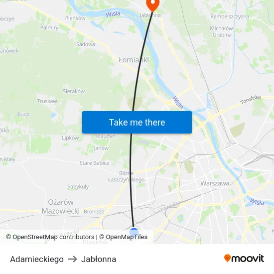 Adamieckiego to Jabłonna map