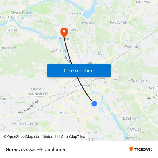 Goraszewska to Jabłonna map