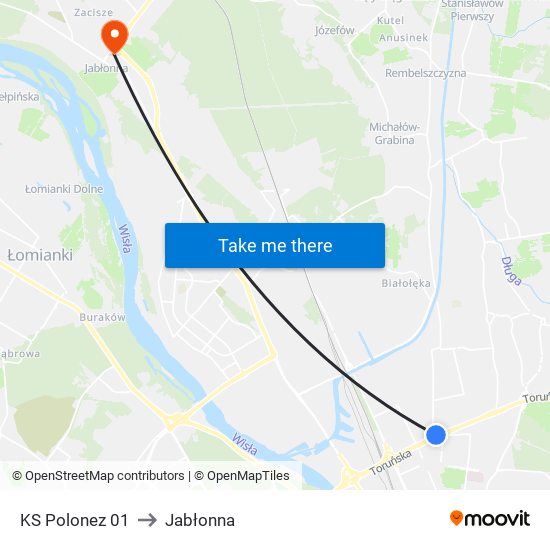 KS Polonez 01 to Jabłonna map