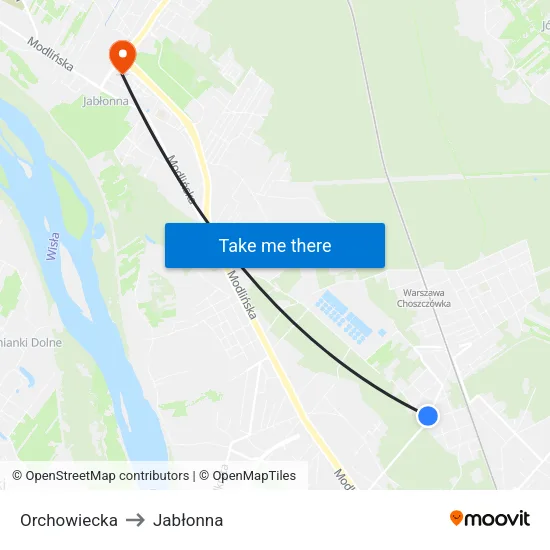 Orchowiecka to Jabłonna map
