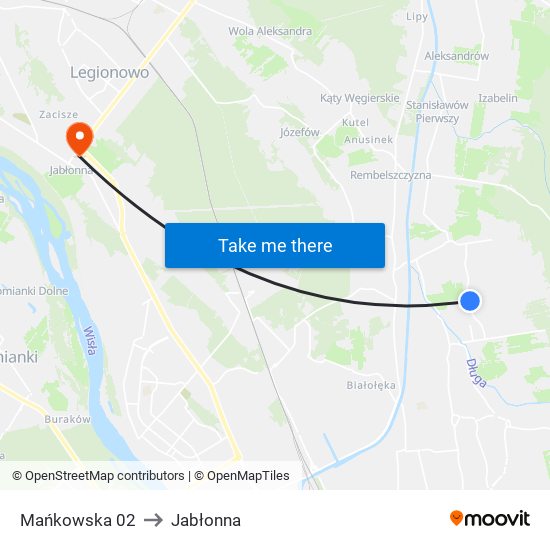 Mańkowska 02 to Jabłonna map