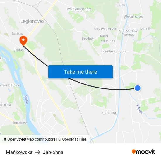 Mańkowska to Jabłonna map