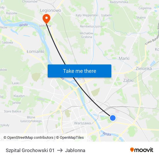 Szpital Grochowski to Jabłonna map