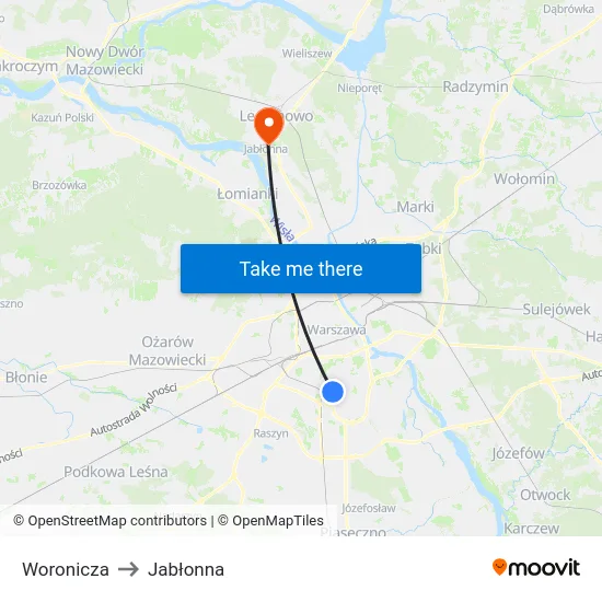 Woronicza to Jabłonna map