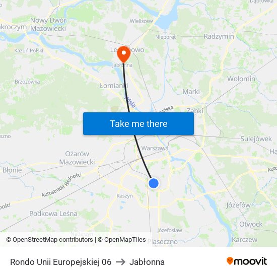 Rondo Unii Europejskiej 06 to Jabłonna map