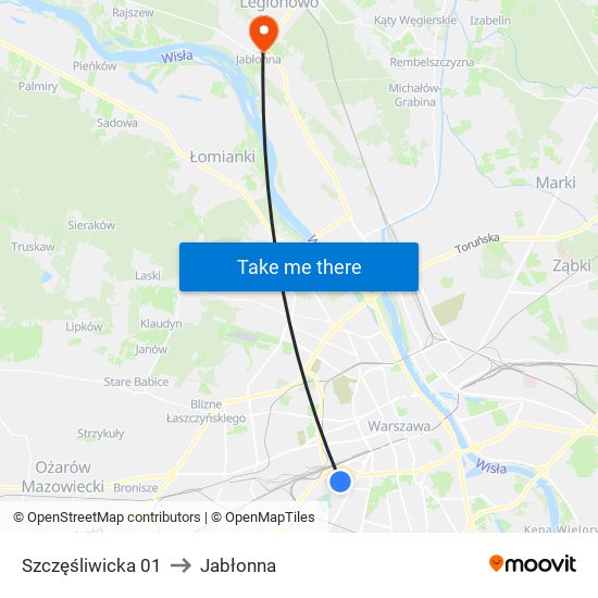 Szczęśliwicka 01 to Jabłonna map