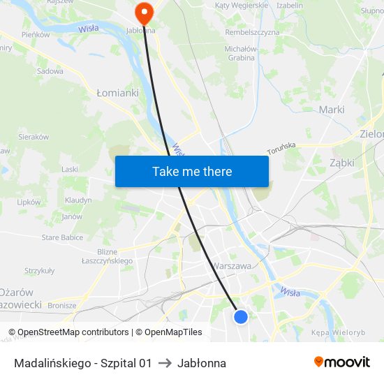 Madalińskiego - Szpital 01 to Jabłonna map