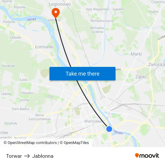 Torwar to Jabłonna map