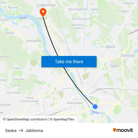 Saska to Jabłonna map