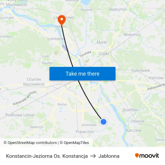 Konstancin-Jeziorna Os. Konstancja to Jabłonna map