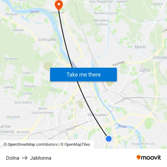 Dolna to Jabłonna map