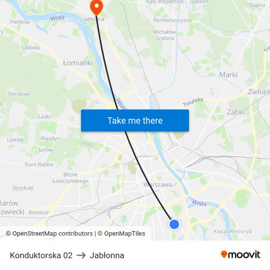 Konduktorska to Jabłonna map