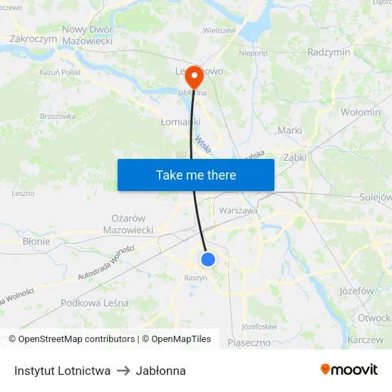 Instytut Lotnictwa to Jabłonna map