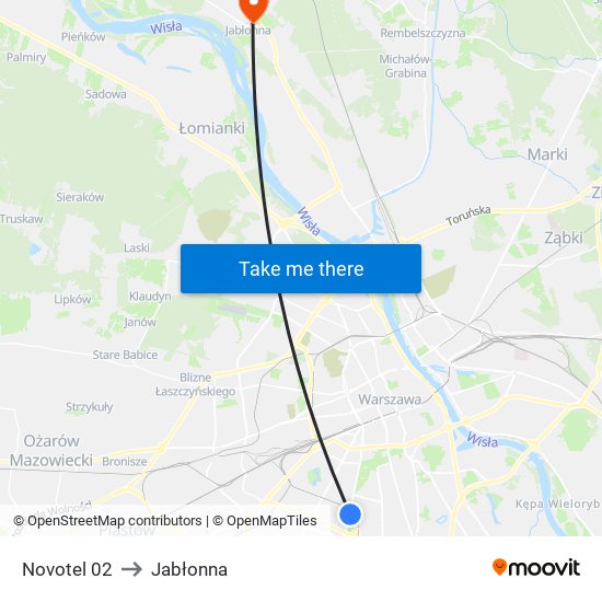 Novotel to Jabłonna map