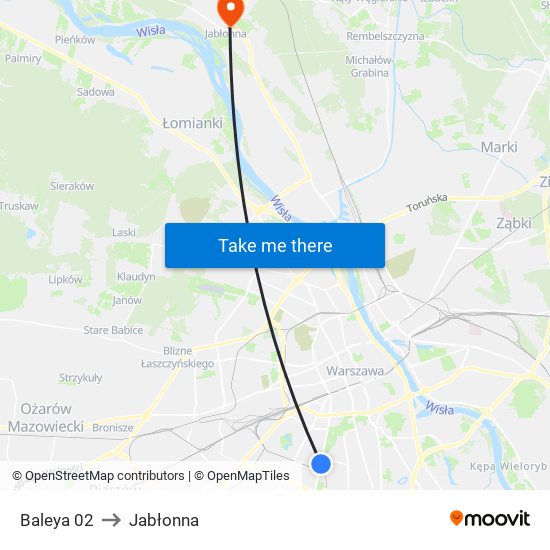 Baleya to Jabłonna map