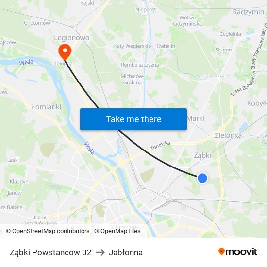 Ząbki Powstańców 02 to Jabłonna map