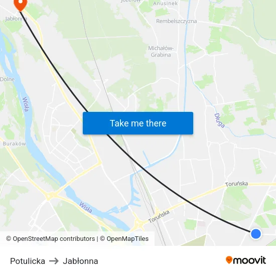 Potulicka to Jabłonna map