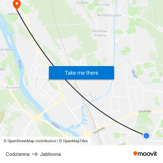 Codzienna to Jabłonna map