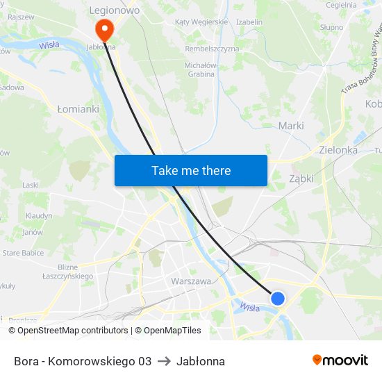 Bora - Komorowskiego 03 to Jabłonna map