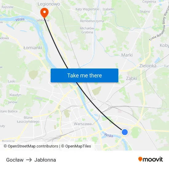 Gocław to Jabłonna map