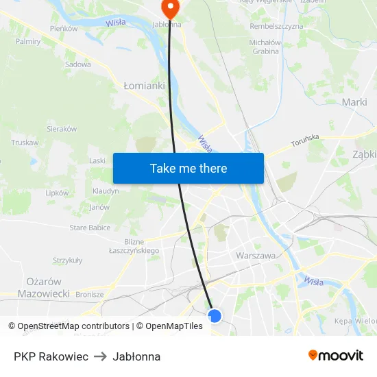 PKP Rakowiec to Jabłonna map