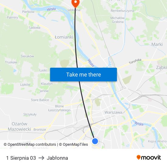 1 Sierpnia 03 to Jabłonna map