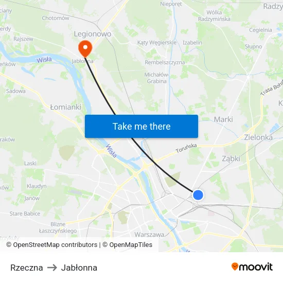 Rzeczna to Jabłonna map