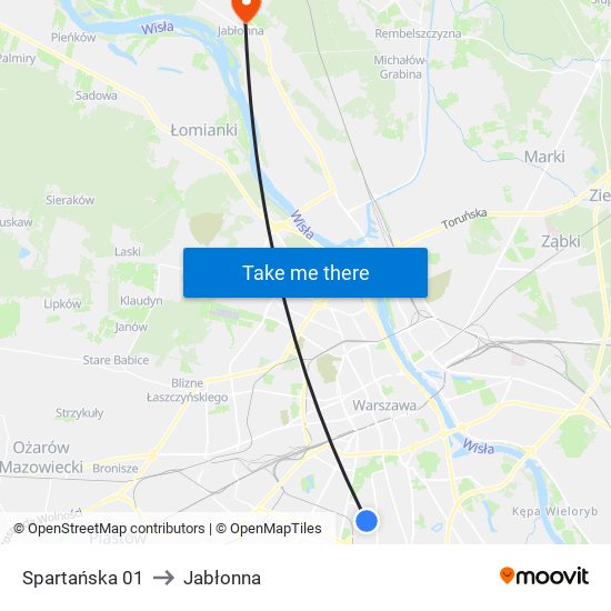 Spartańska 01 to Jabłonna map