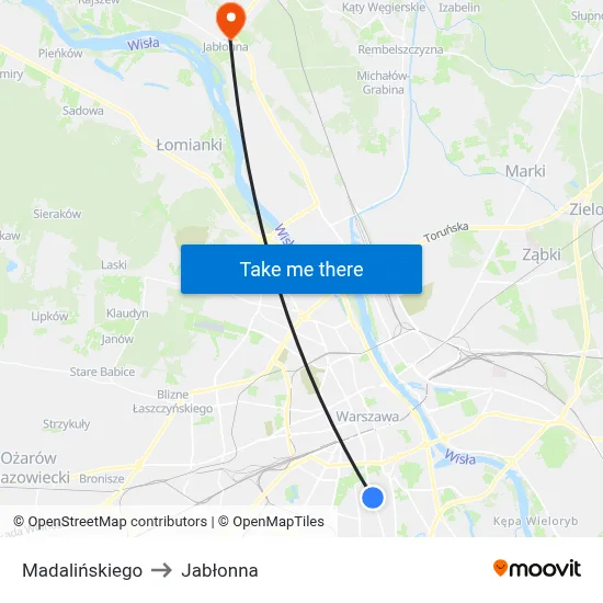 Madalińskiego to Jabłonna map