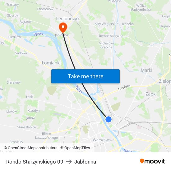 Rondo Starzyńskiego 09 to Jabłonna map