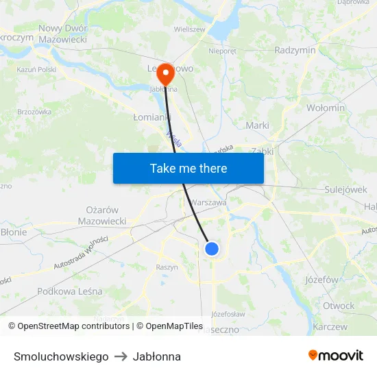 Smoluchowskiego to Jabłonna map