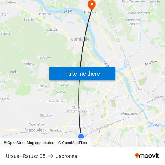 Ursus - Ratusz 05 to Jabłonna map