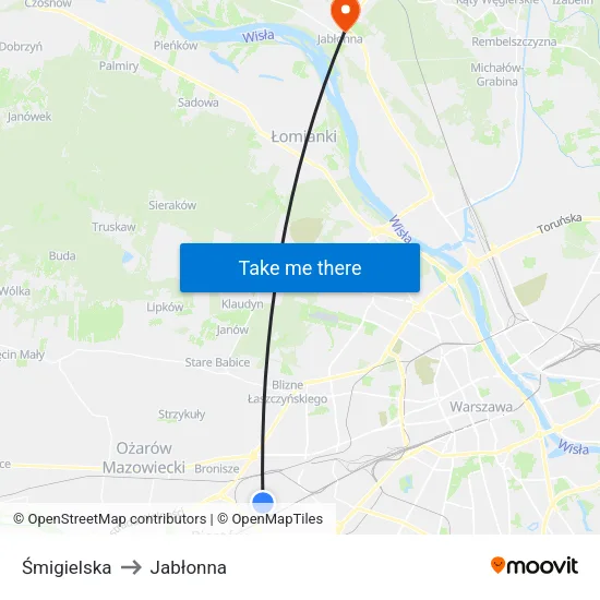 Śmigielska to Jabłonna map