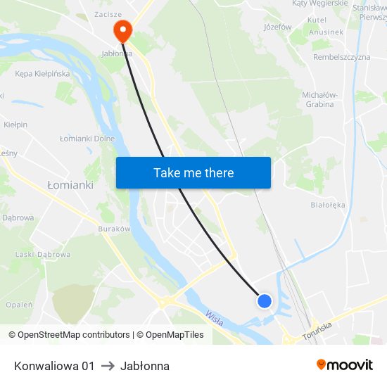 Konwaliowa to Jabłonna map