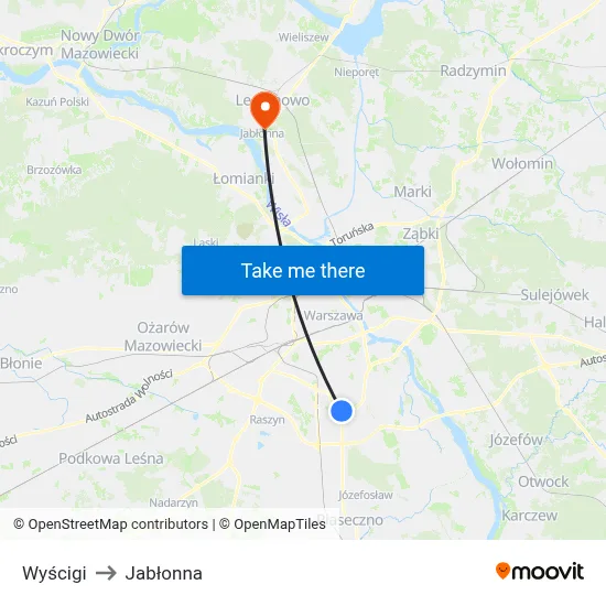 Wyścigi to Jabłonna map