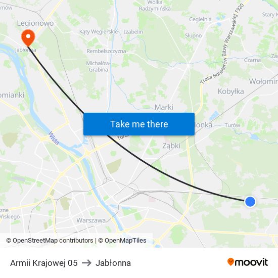 Armii Krajowej 05 to Jabłonna map