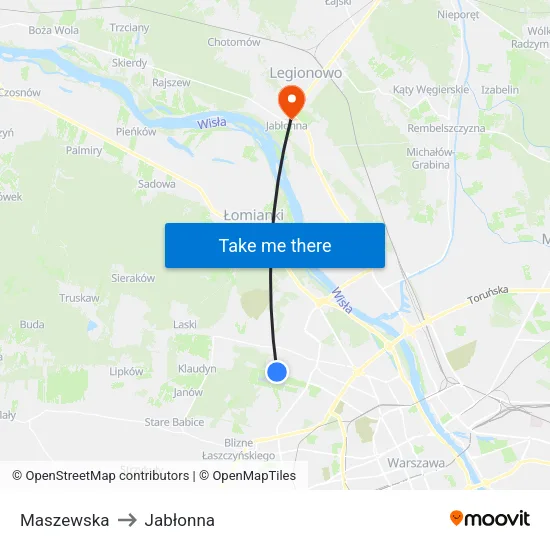 Maszewska to Jabłonna map