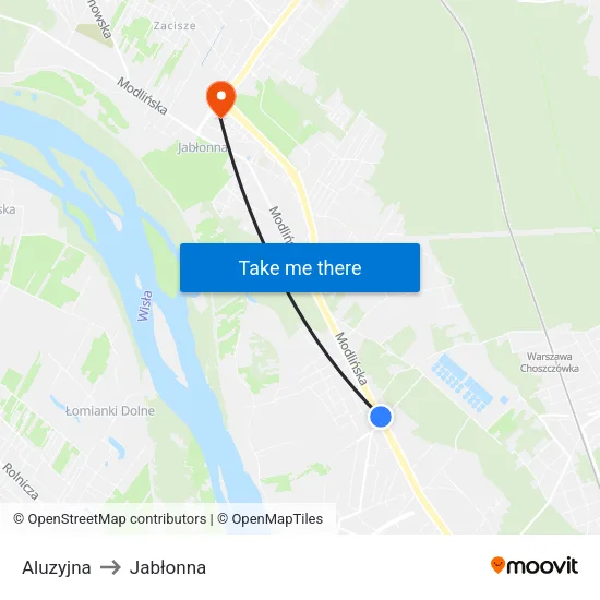 Aluzyjna to Jabłonna map