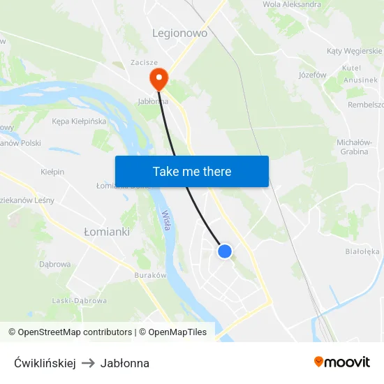 Ćwiklińskiej to Jabłonna map