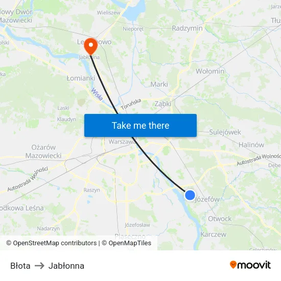 Błota to Jabłonna map